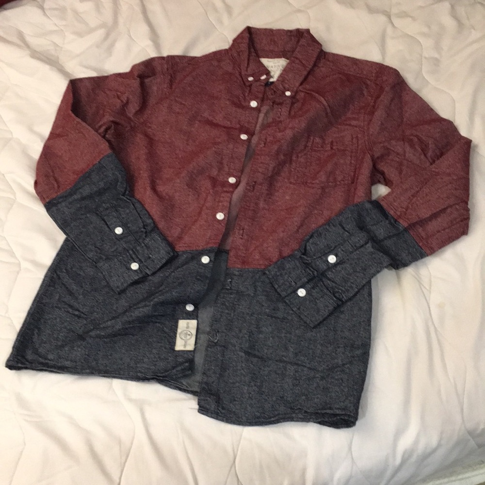 Red and blue button down